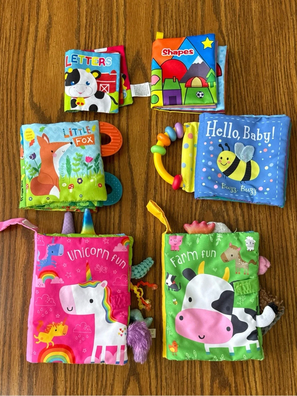 Lot Of 6 Cloth Fabric Baby Toddler Books Teethers Kane Miller Farm Unicorn Fox